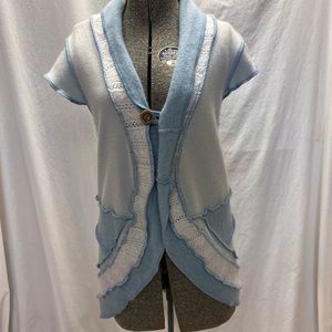 One-of-a-kind cosmic garden designs up cycled cardigan xl handmade stunning